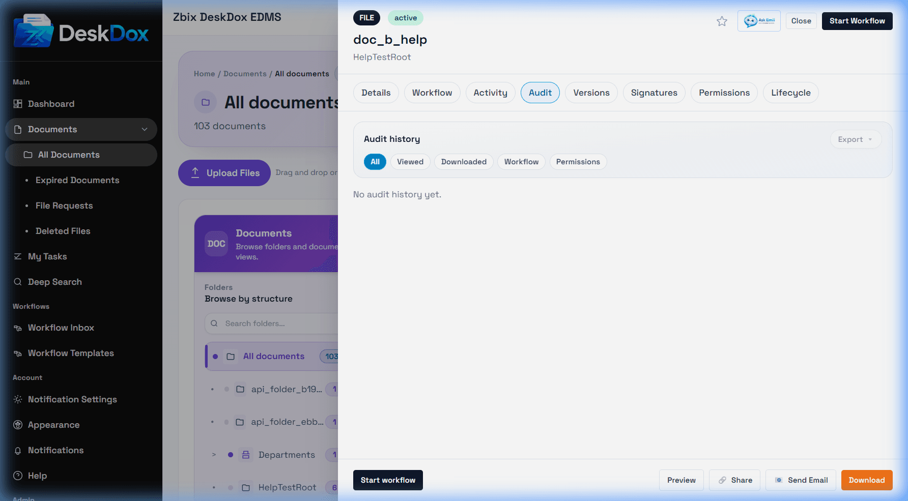 Document audit tab