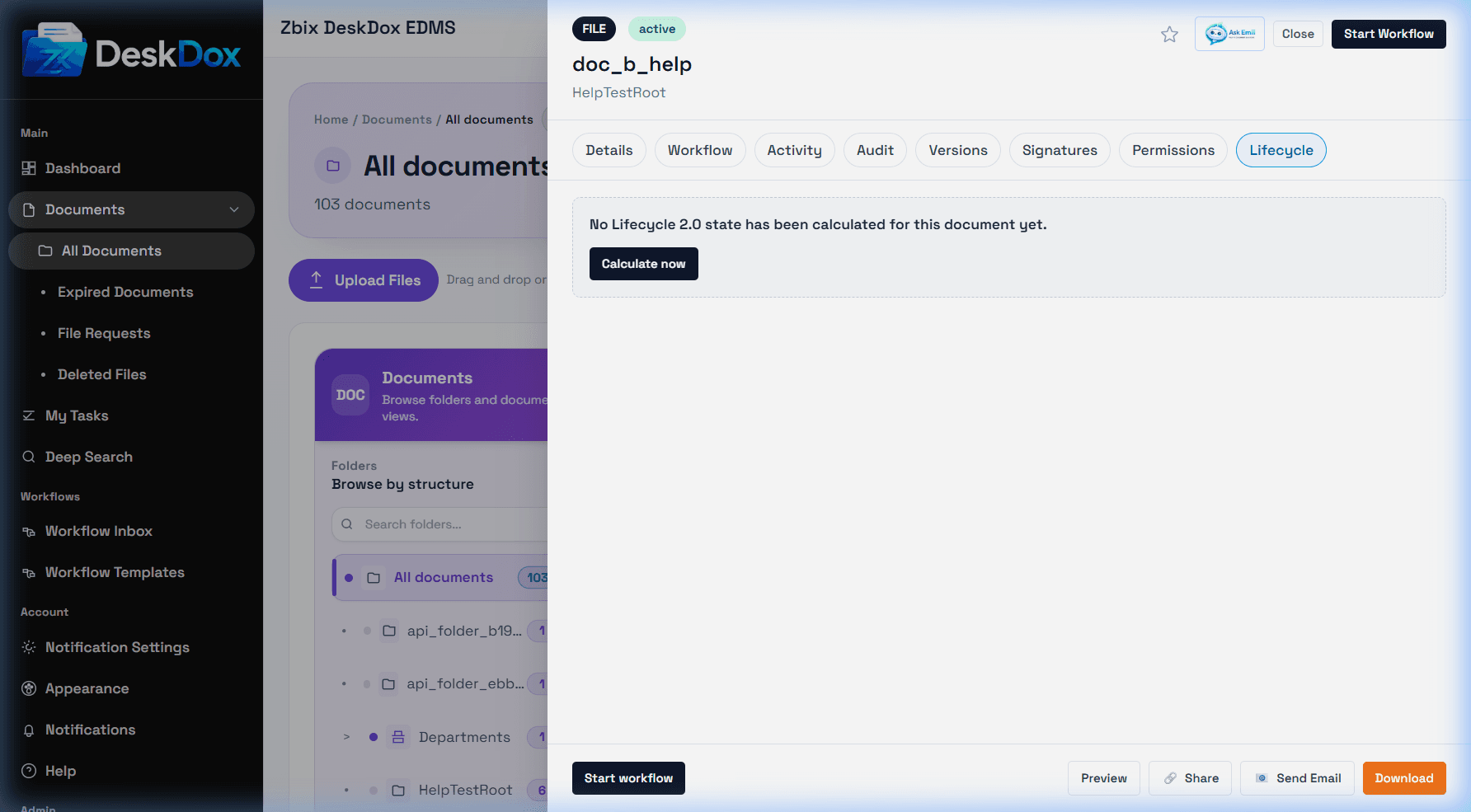 Document lifecycle tab