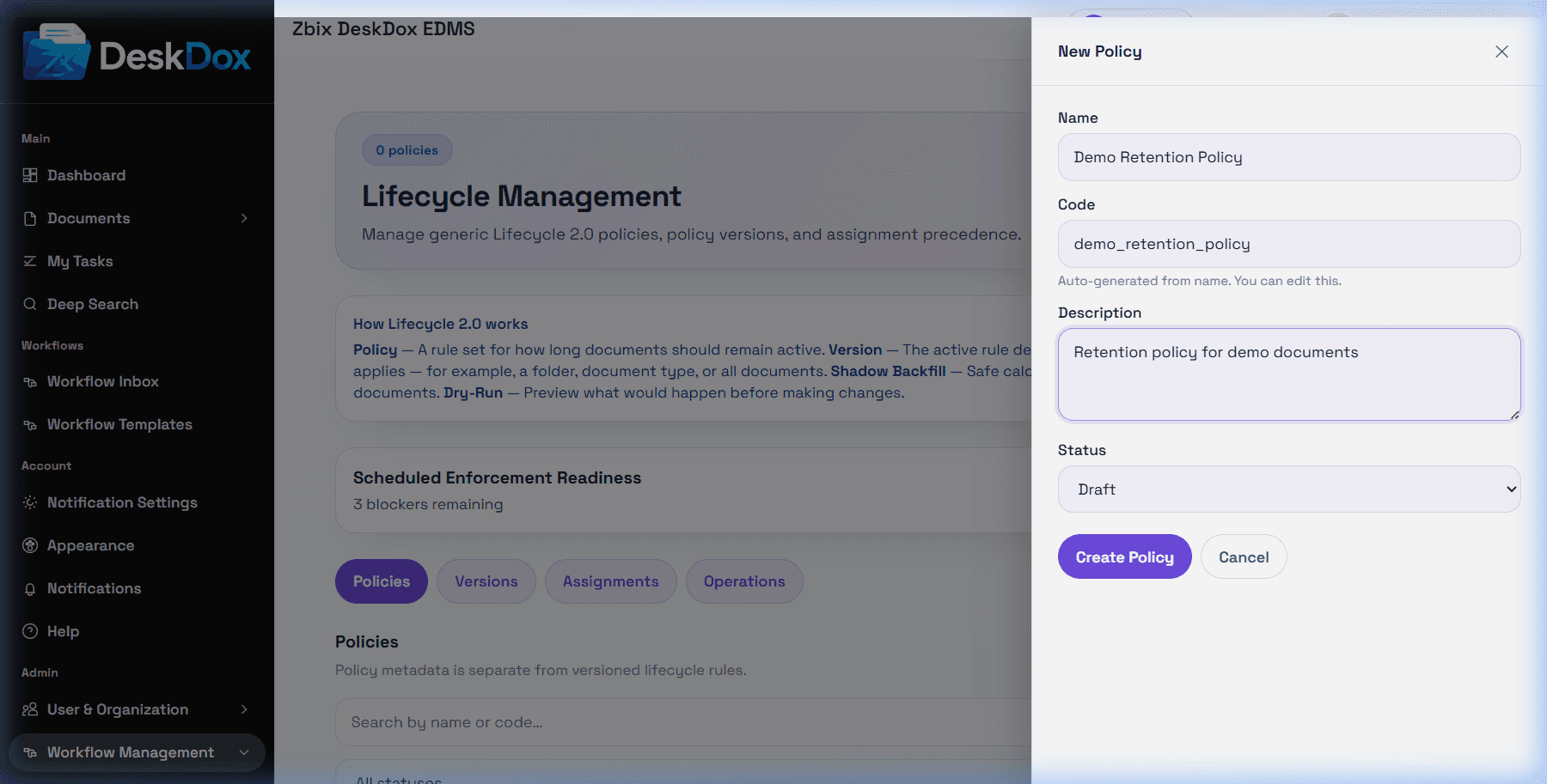 Create or Edit Lifecycle Policy