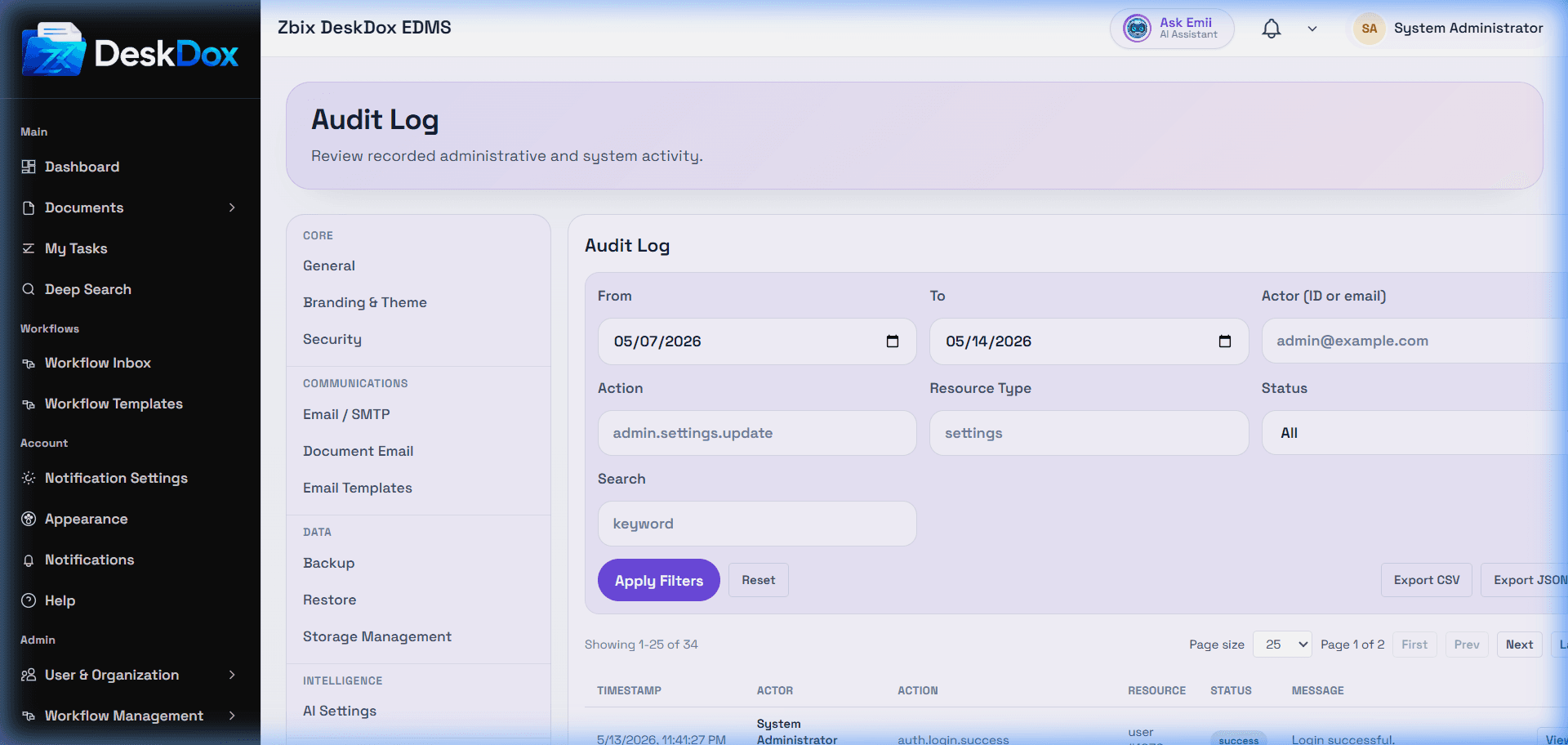 Audit logs