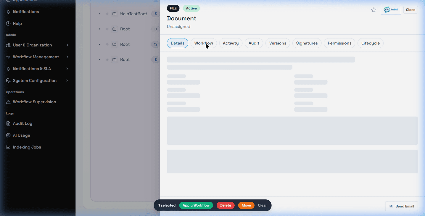 Document Workflow tab