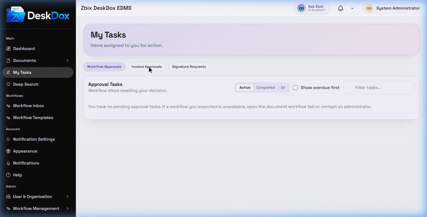 Workflow task filters