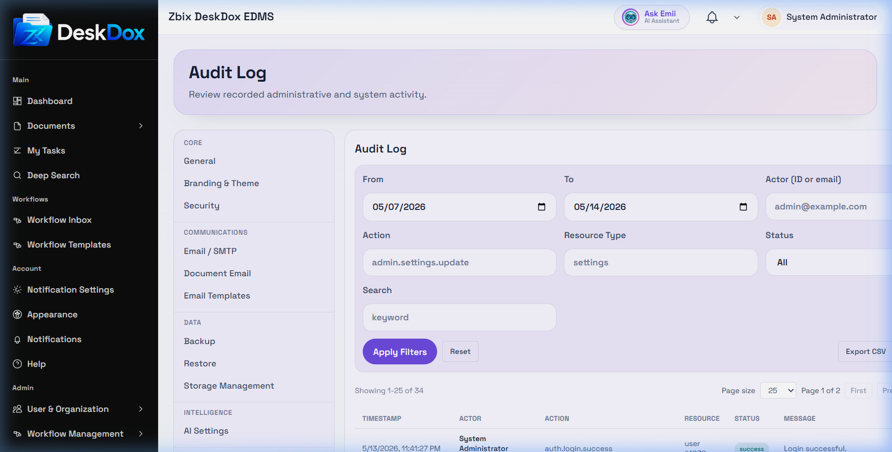 Access Control Audit Log | DeskDox Knowledge Base
