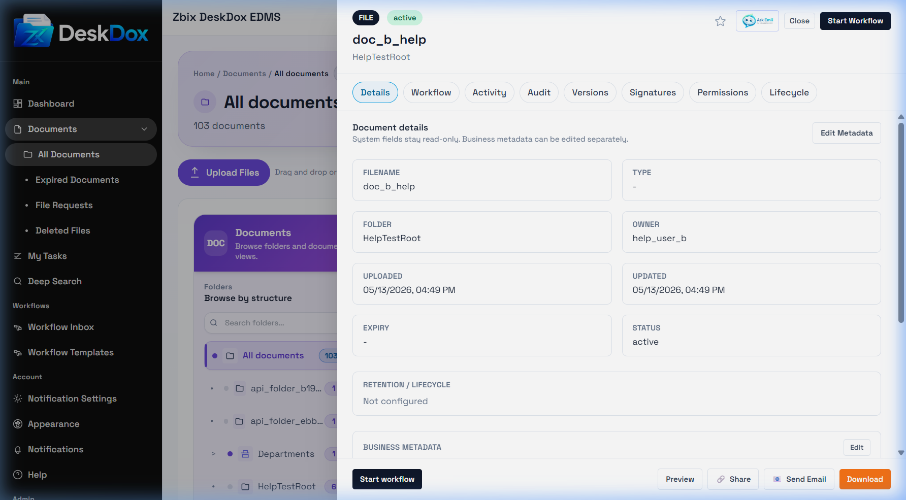 Document Detail Drawer | DeskDox Knowledge Base